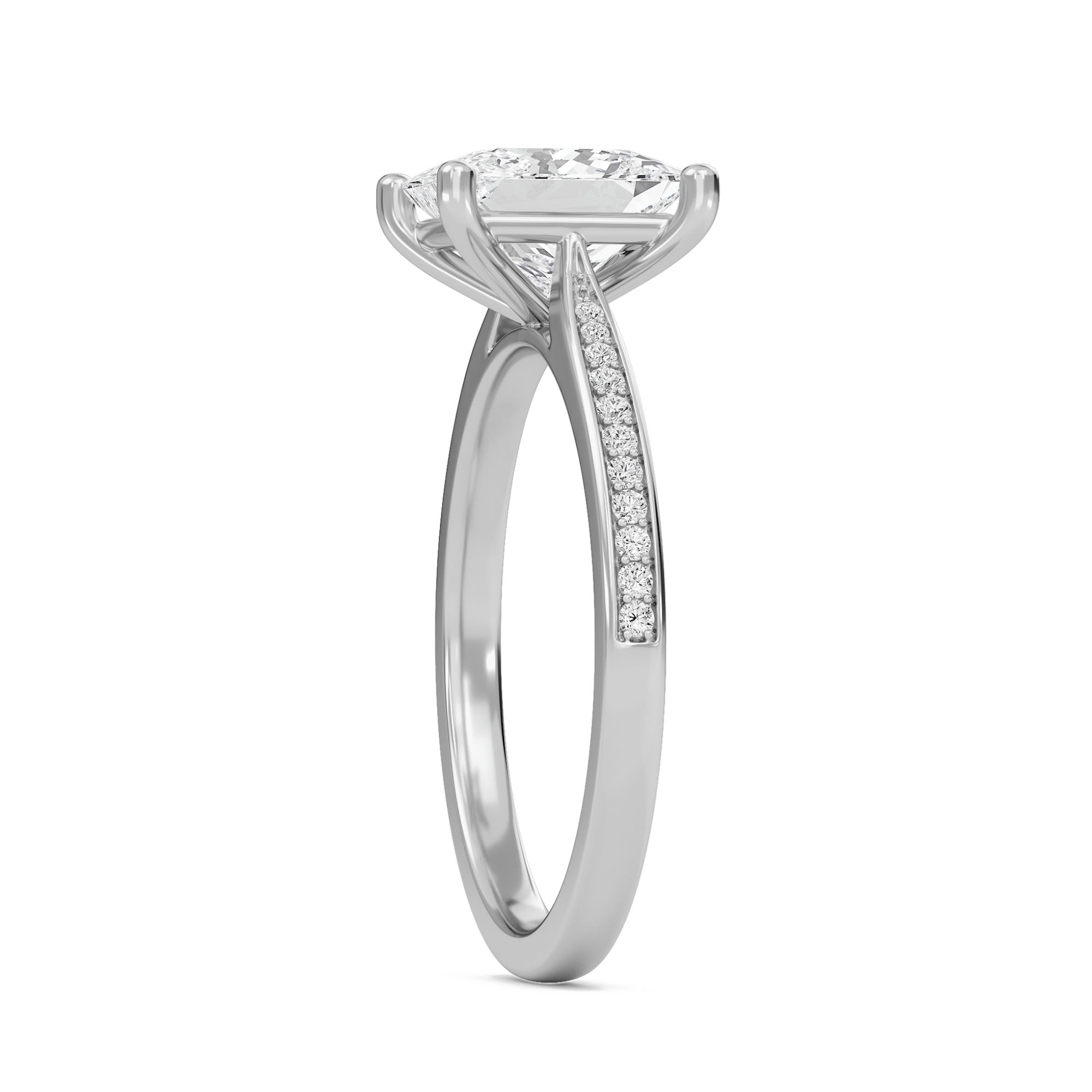 Princess Cathedral Pave Adorned Engagement Ring