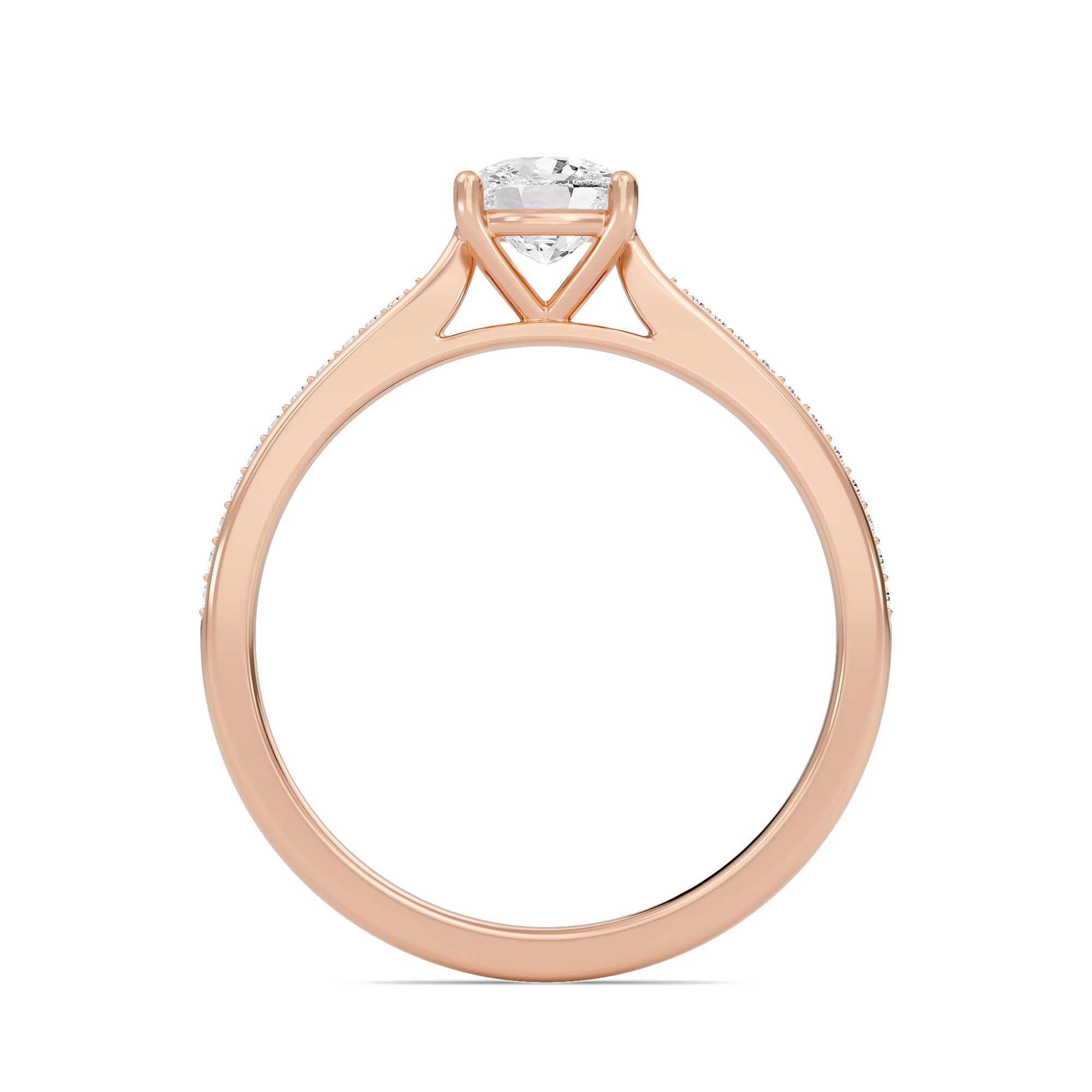 Cushion Cathedral Pave Adorned Engagement Ring