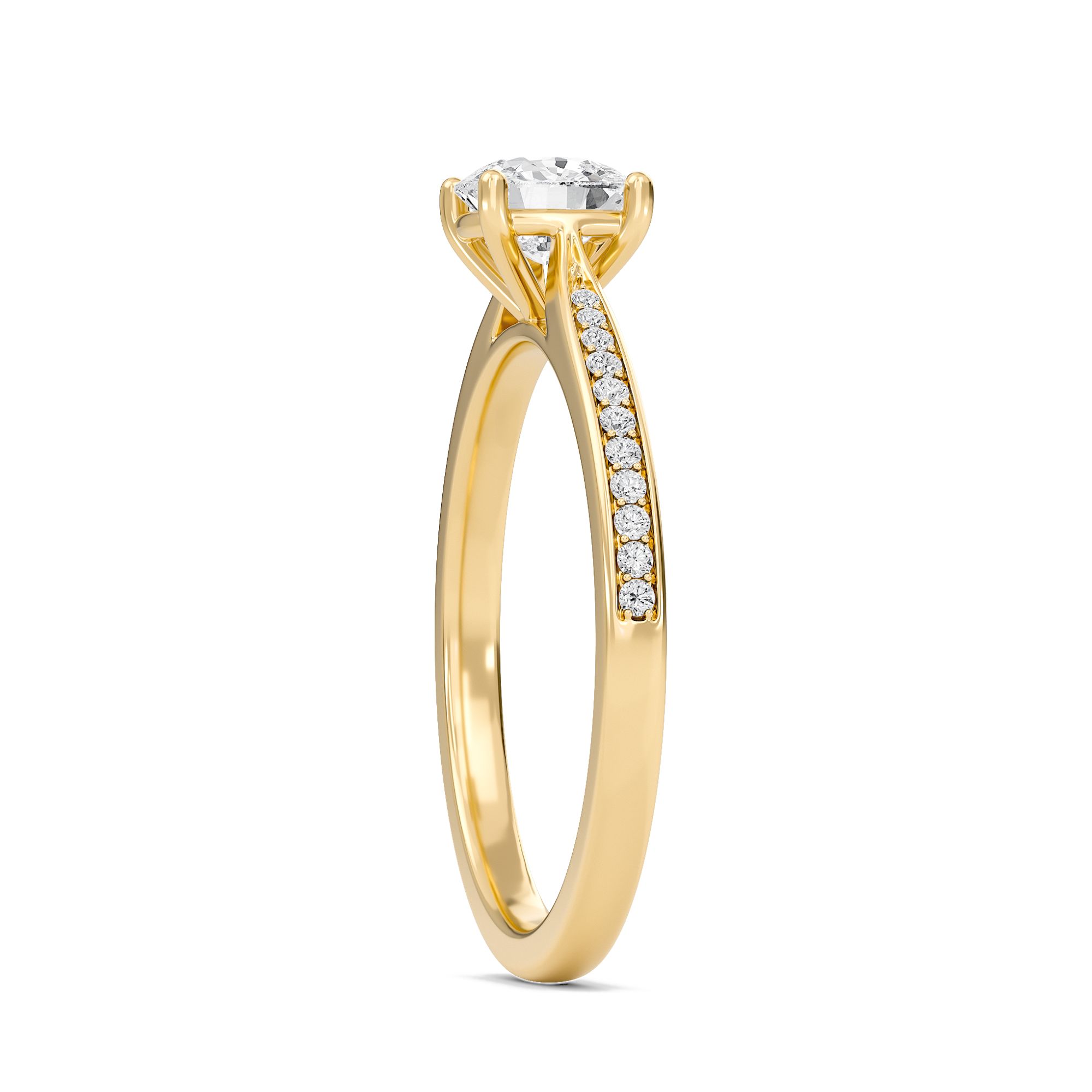 Cushion Cathedral Pave Adorned Engagement Ring