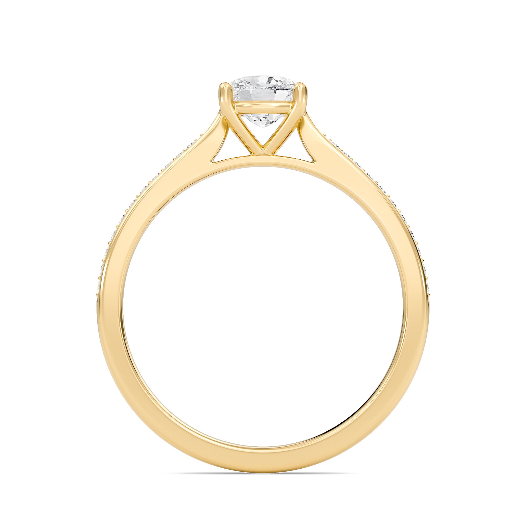 Cushion Cathedral Pave Adorned Engagement Ring