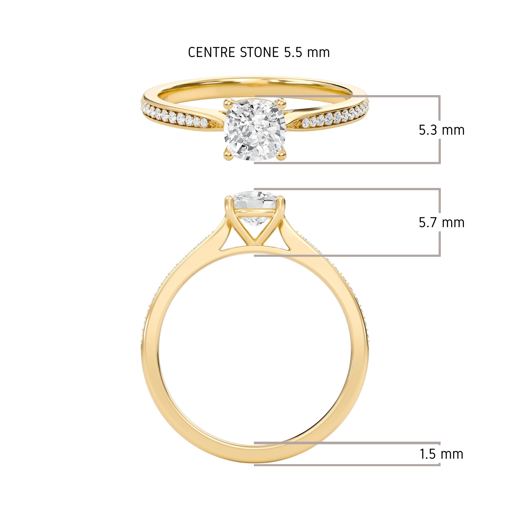 Cushion Cathedral Pave Adorned Engagement Ring