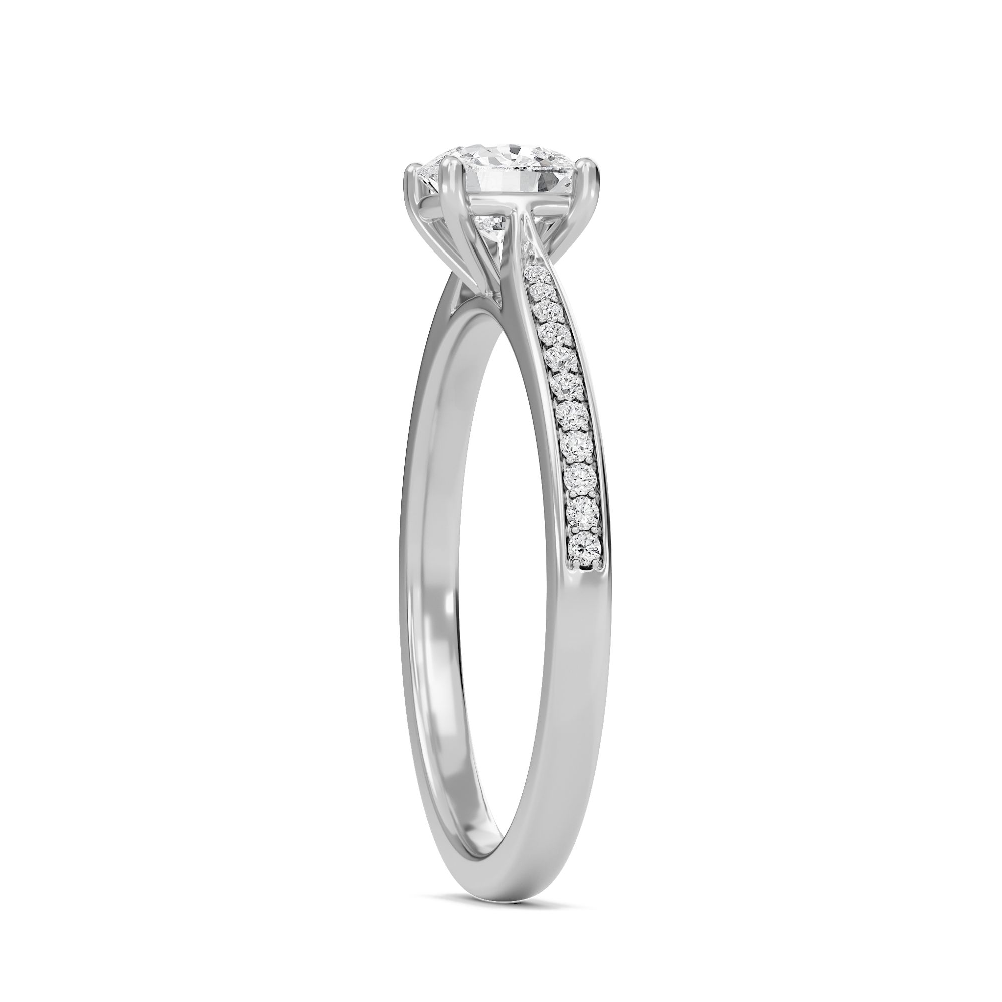 Cushion Cathedral Pave Adorned Engagement Ring