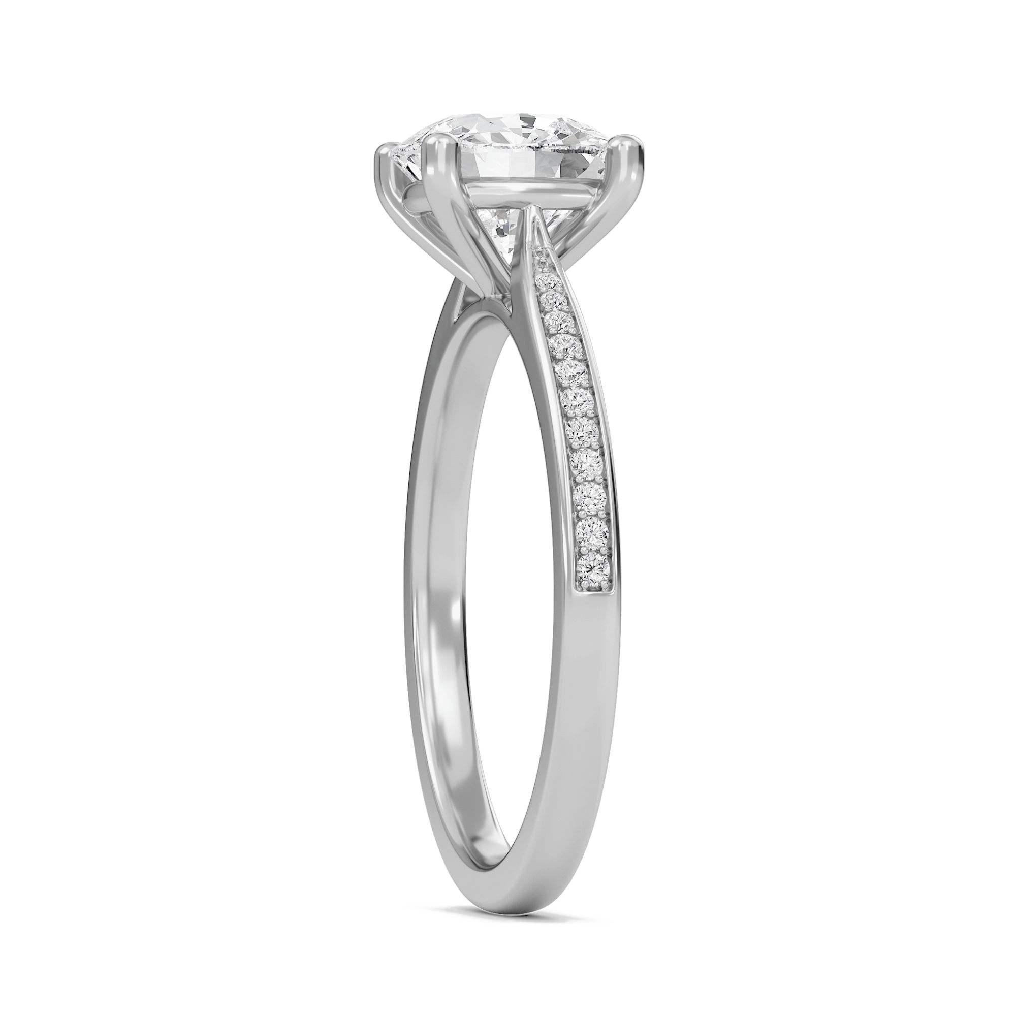 Cushion Cathedral Pave Adorned Engagement Ring