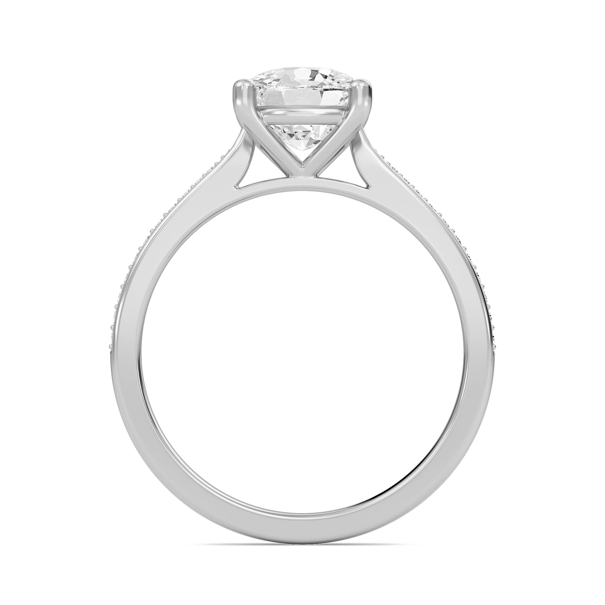 Cushion Cathedral Pave Adorned Engagement Ring