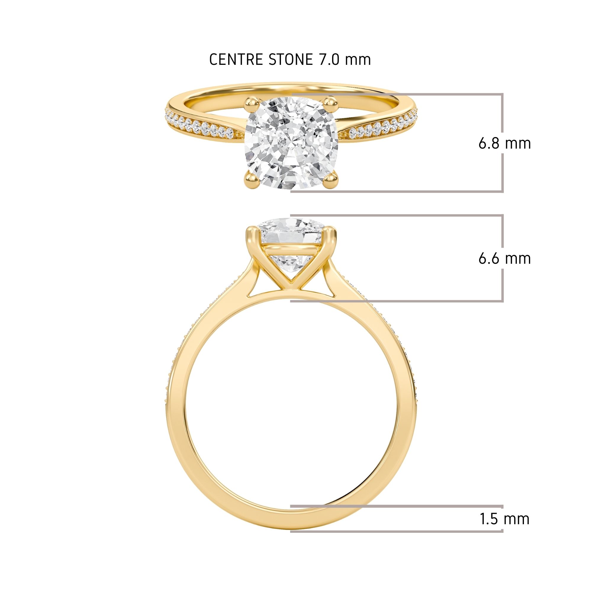 Cushion Cathedral Pave Adorned Engagement Ring
