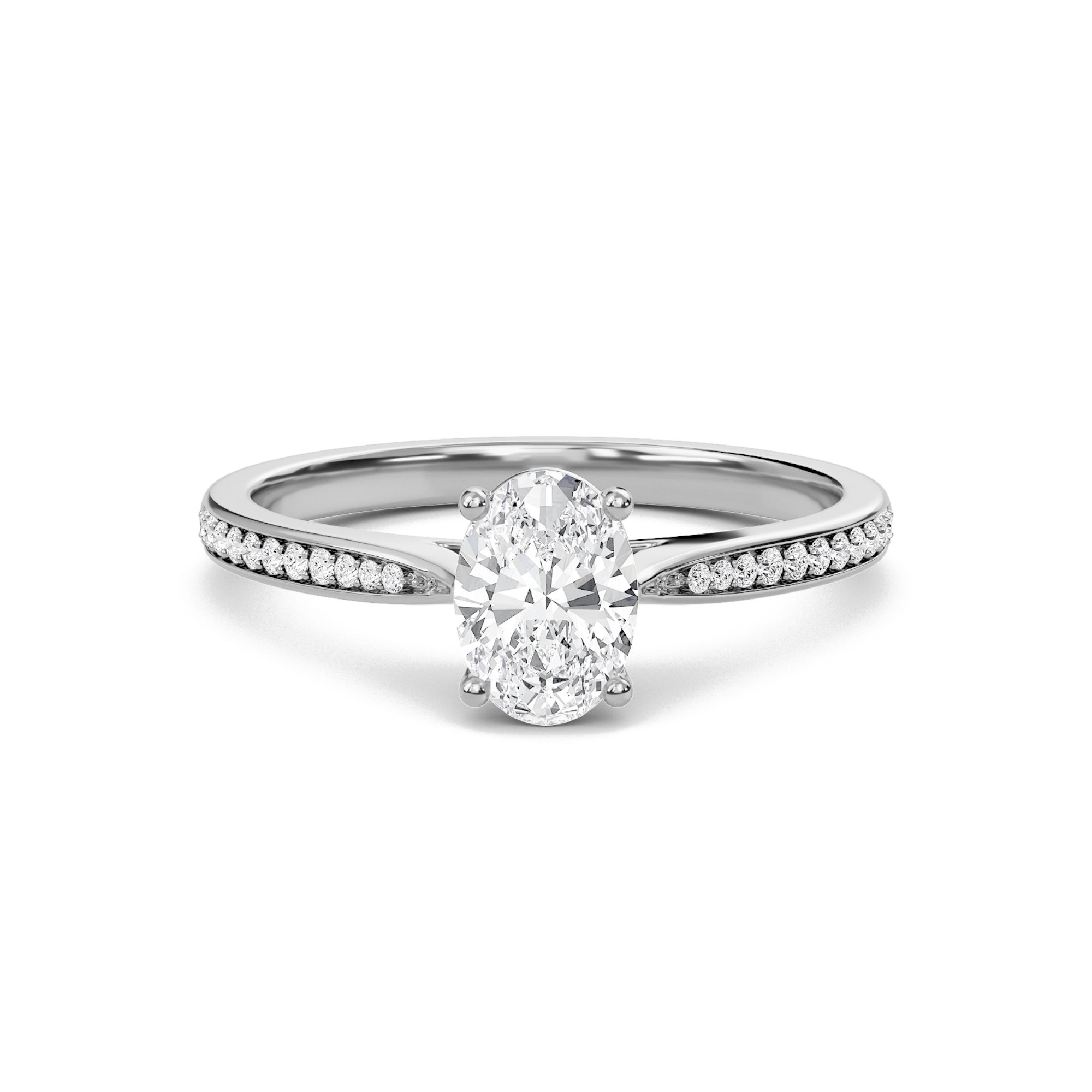 Oval Cathedral Pave Adorned Engagement Ring