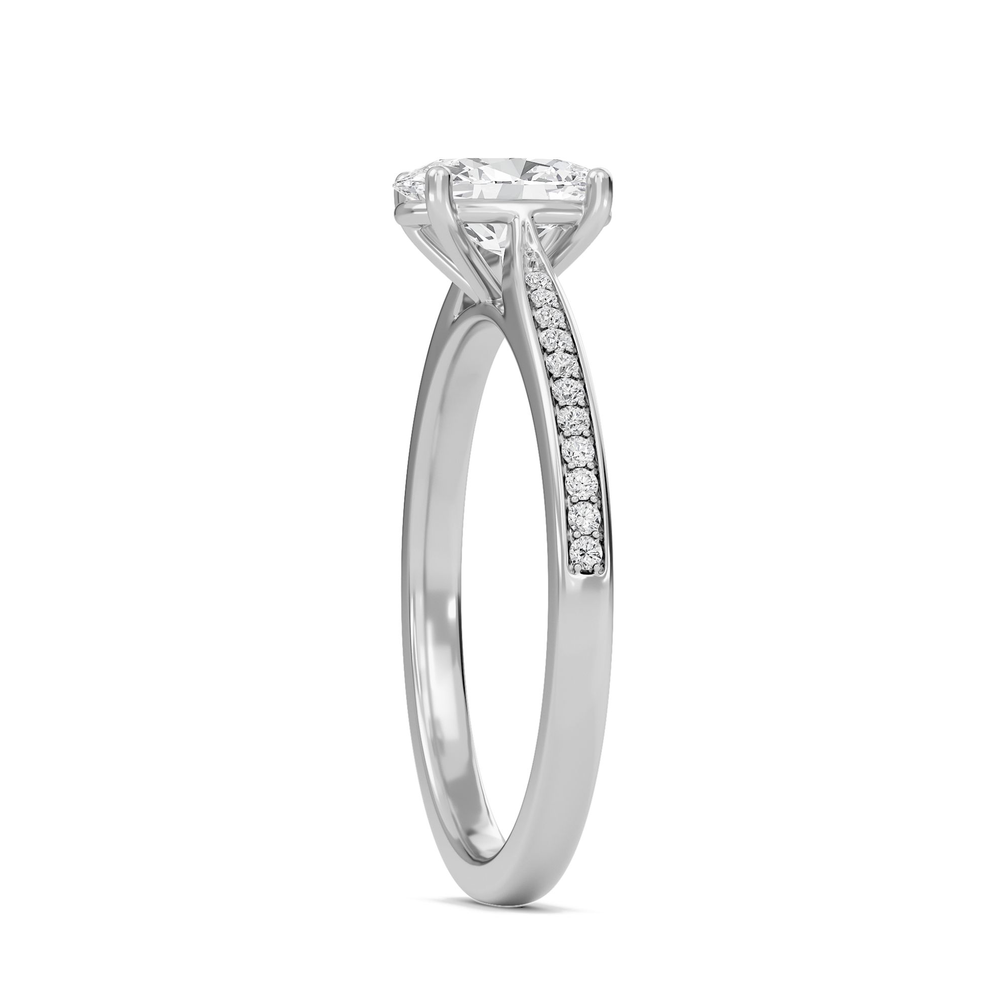 Oval Cathedral Pave Adorned Engagement Ring