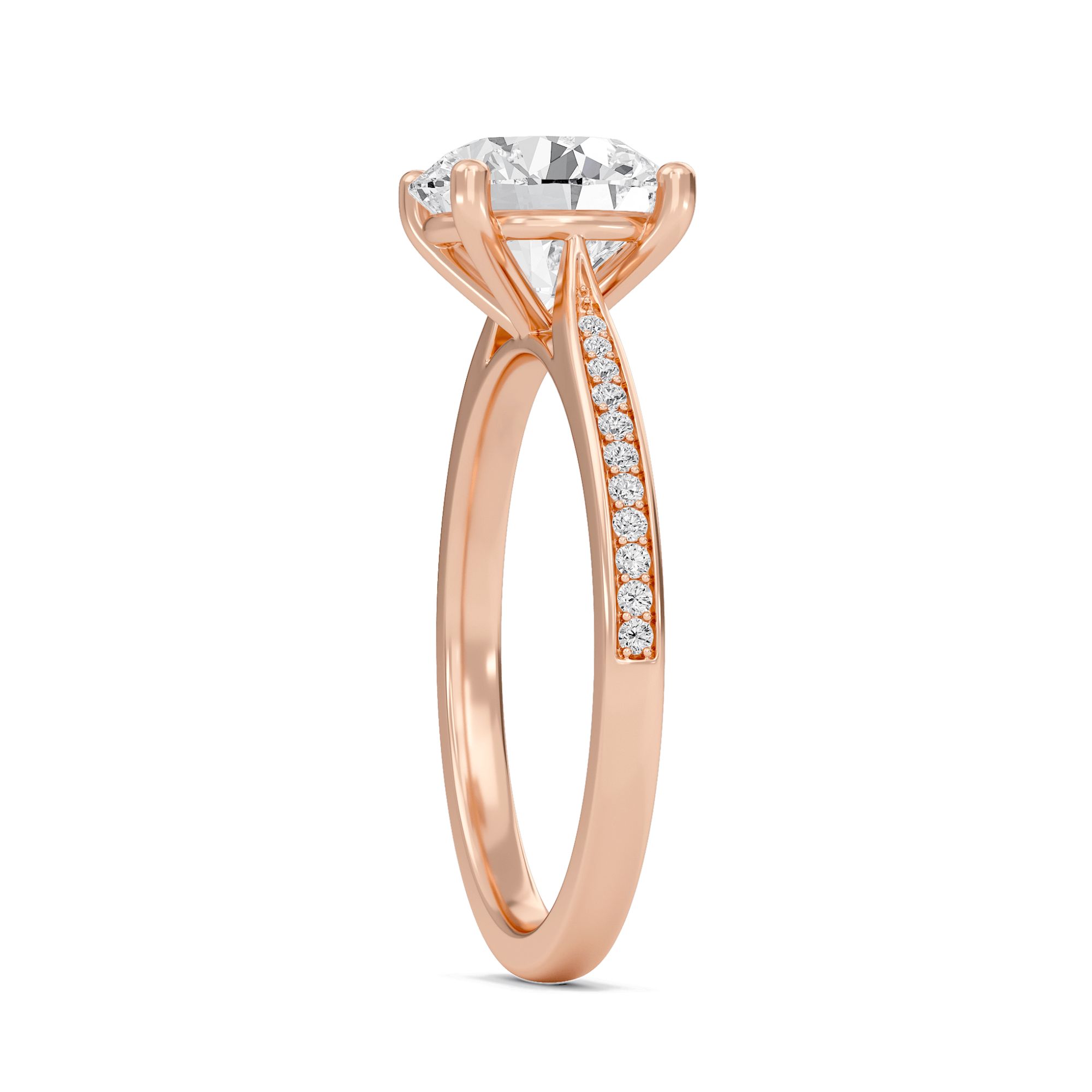 Round Cathedral Pave Adorned Engagement Ring