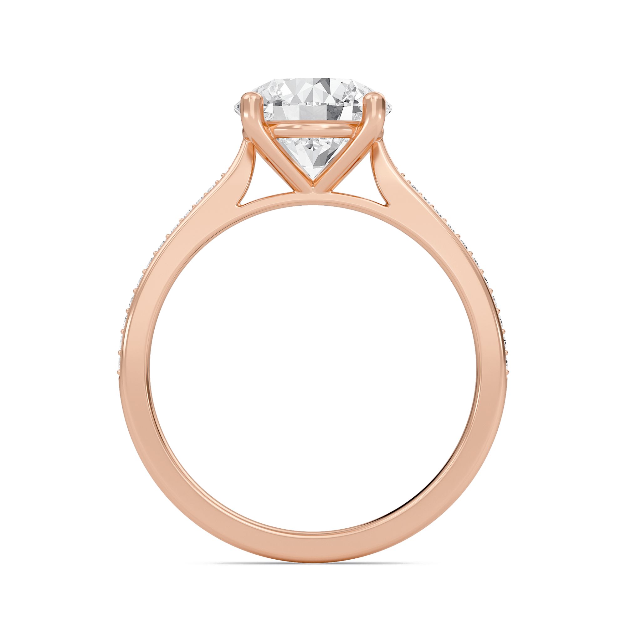 Round Cathedral Pave Adorned Engagement Ring