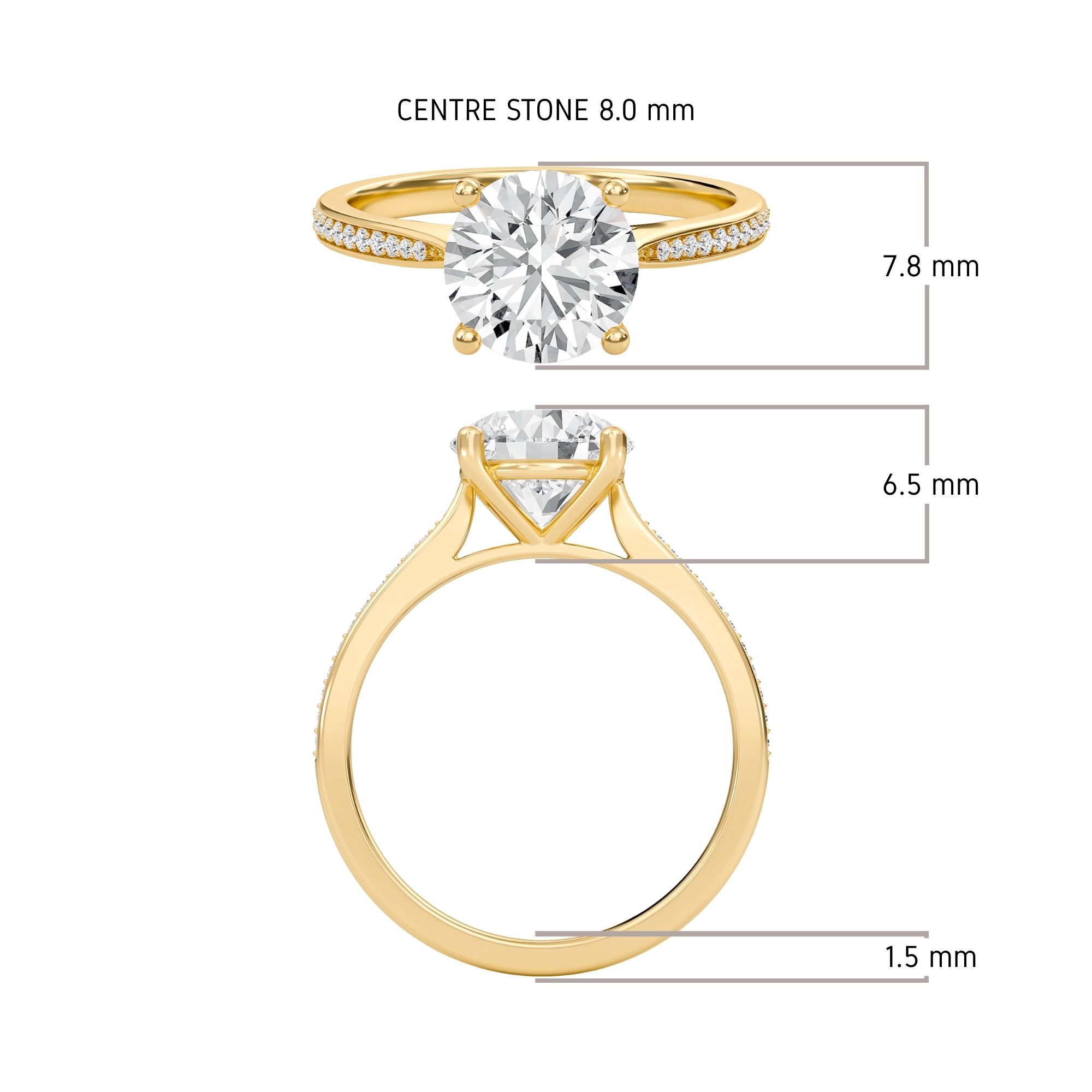 Round Cathedral Pave Adorned Engagement Ring