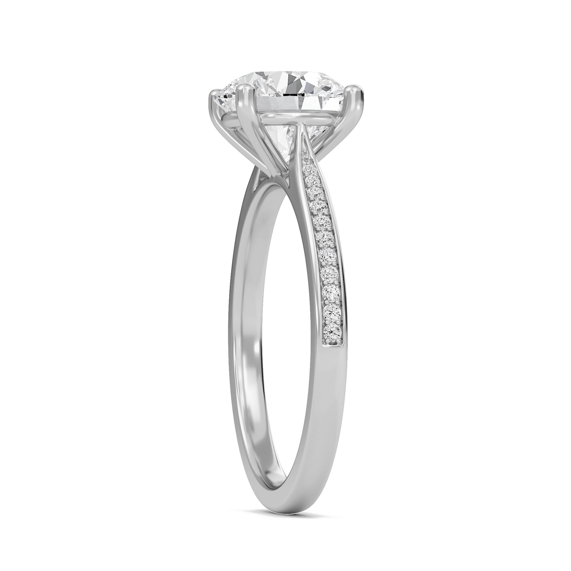Round Cathedral Pave Adorned Engagement Ring