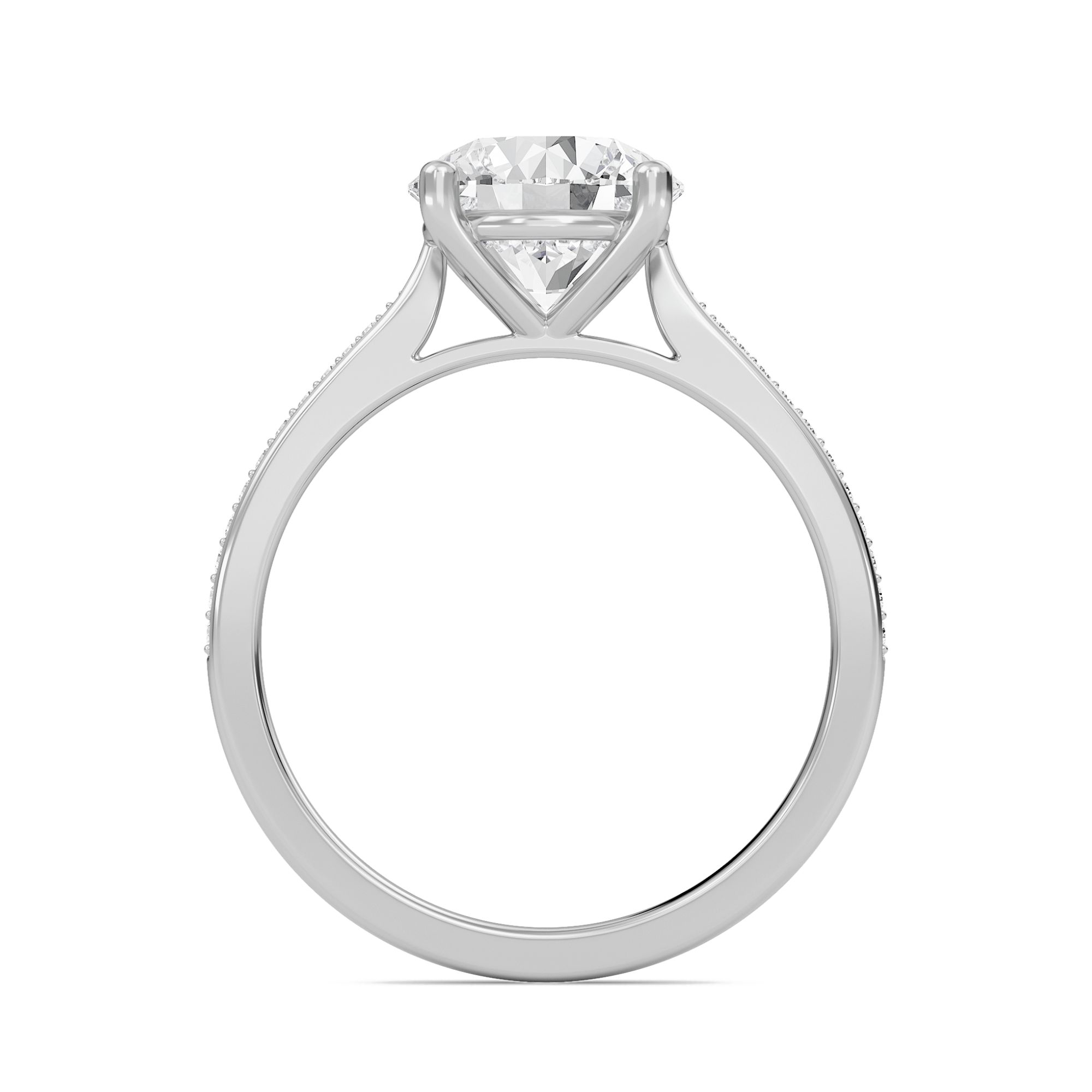 Round Cathedral Pave Adorned Engagement Ring
