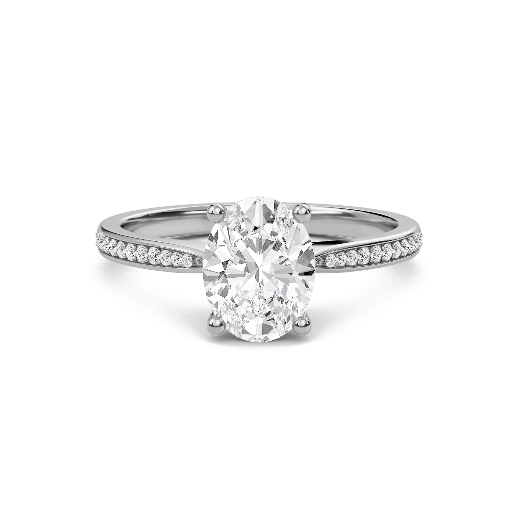 Oval Cathedral Pave Adorned Engagement Ring