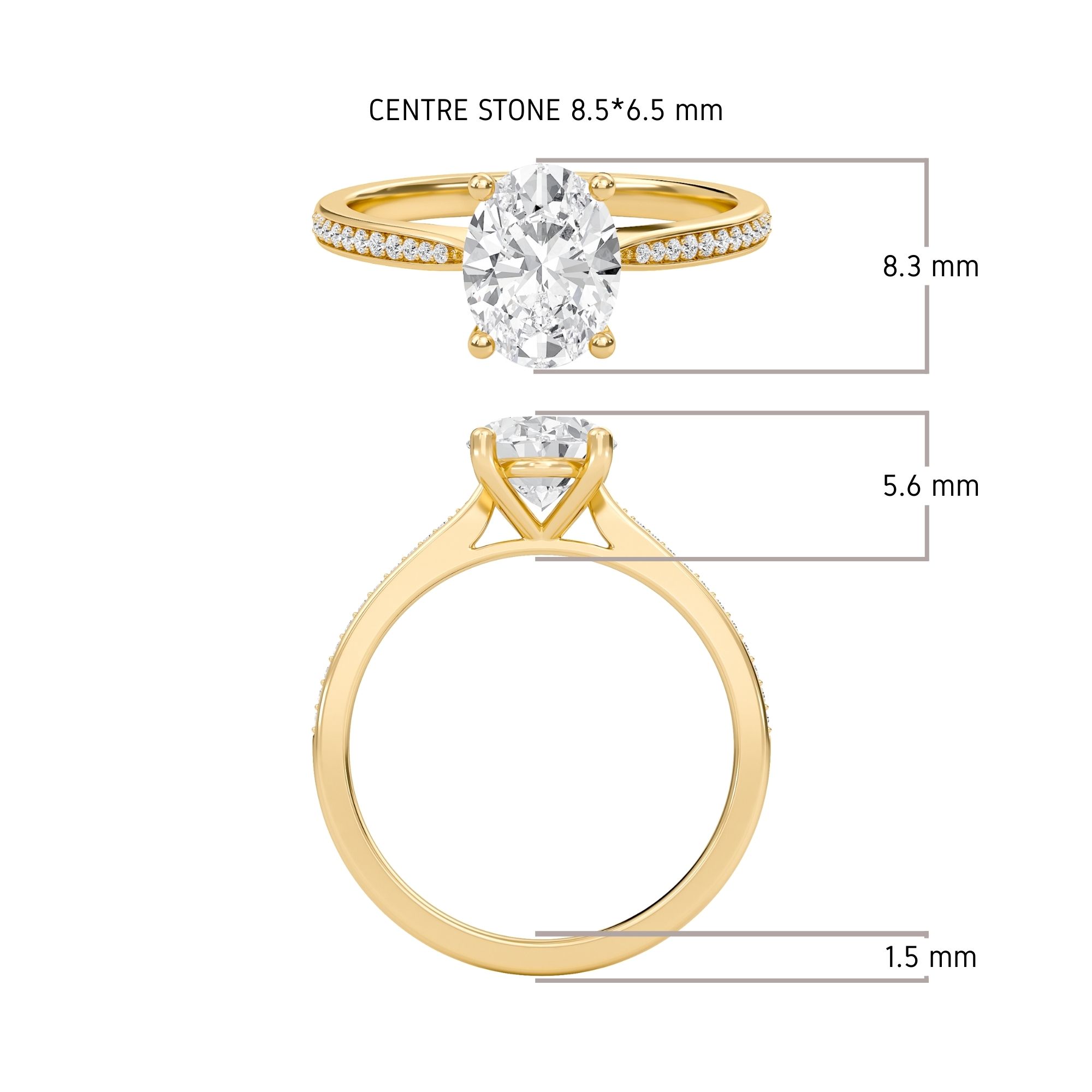 Oval Cathedral Pave Adorned Engagement Ring
