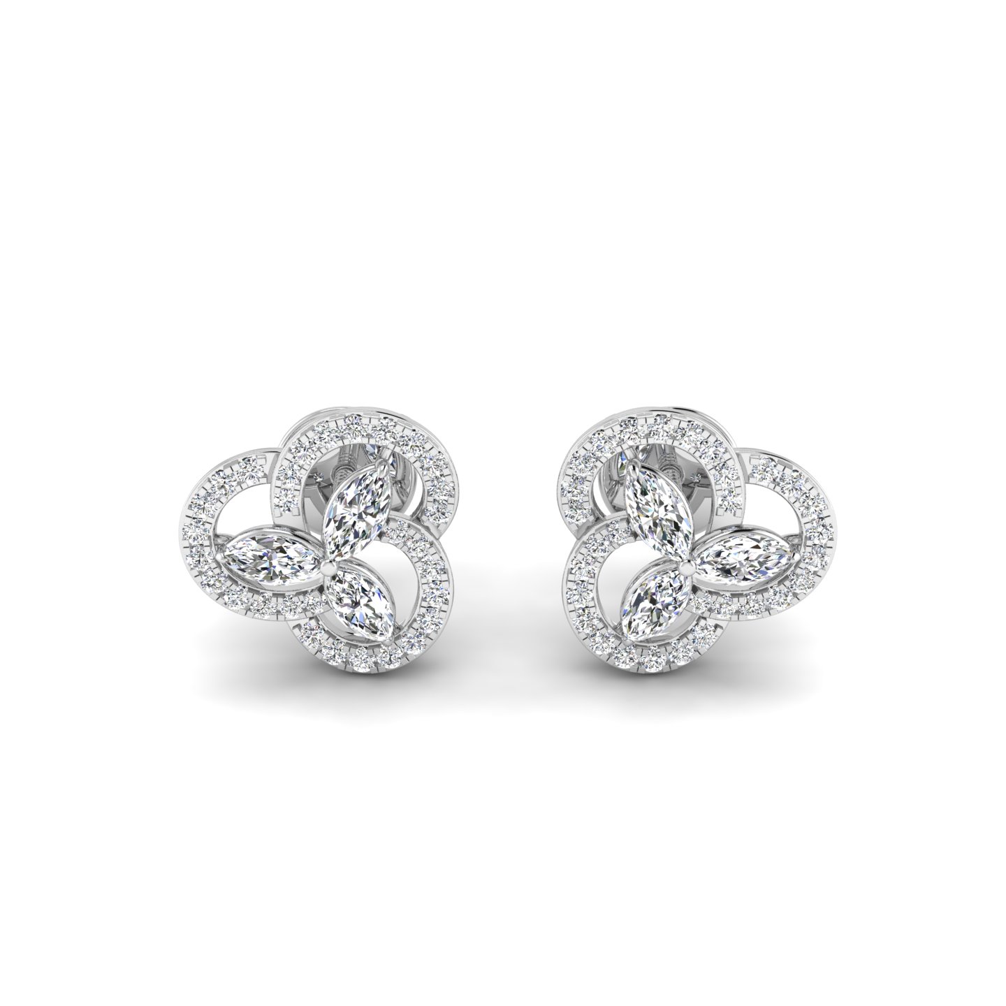 Epitome Luxe Labs Floral Cluster Fashion Earrings in 18kt White Gold