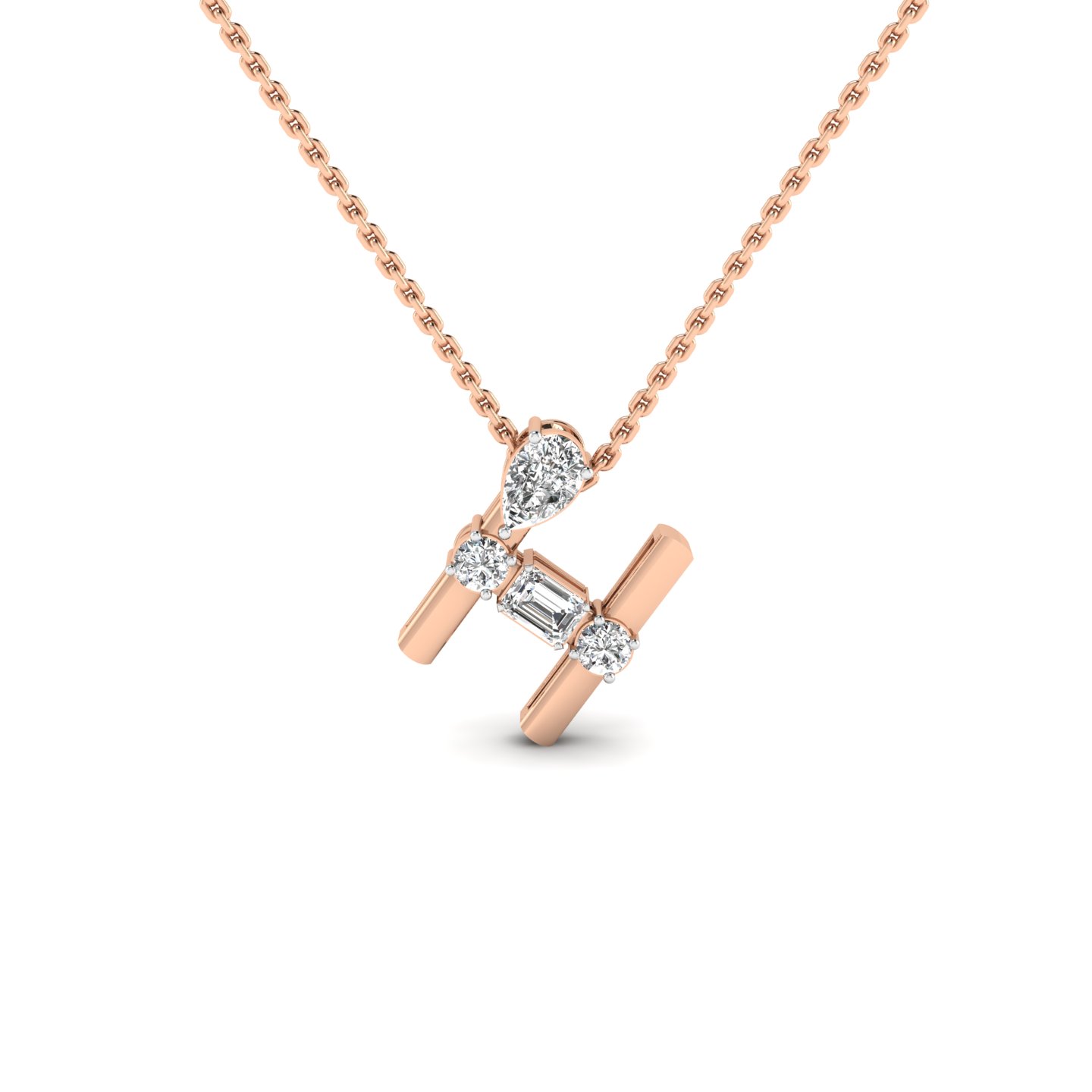Epitome Luxe Labs "H" Alphabet Diamond Pendant in 18kt Rose Gold