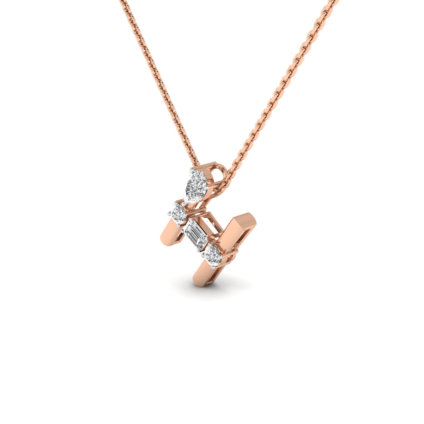 Epitome Luxe Labs "H" Alphabet Diamond Pendant in 18kt Rose Gold