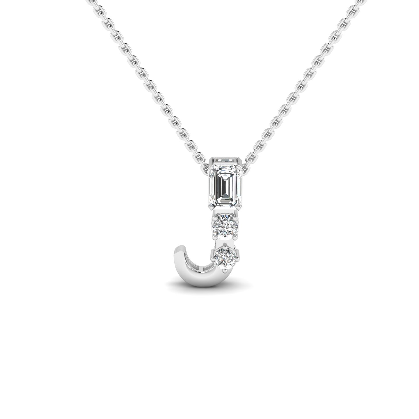 Epitome Luxe Labs "J" Alphabet Pendant in 14kt White Gold