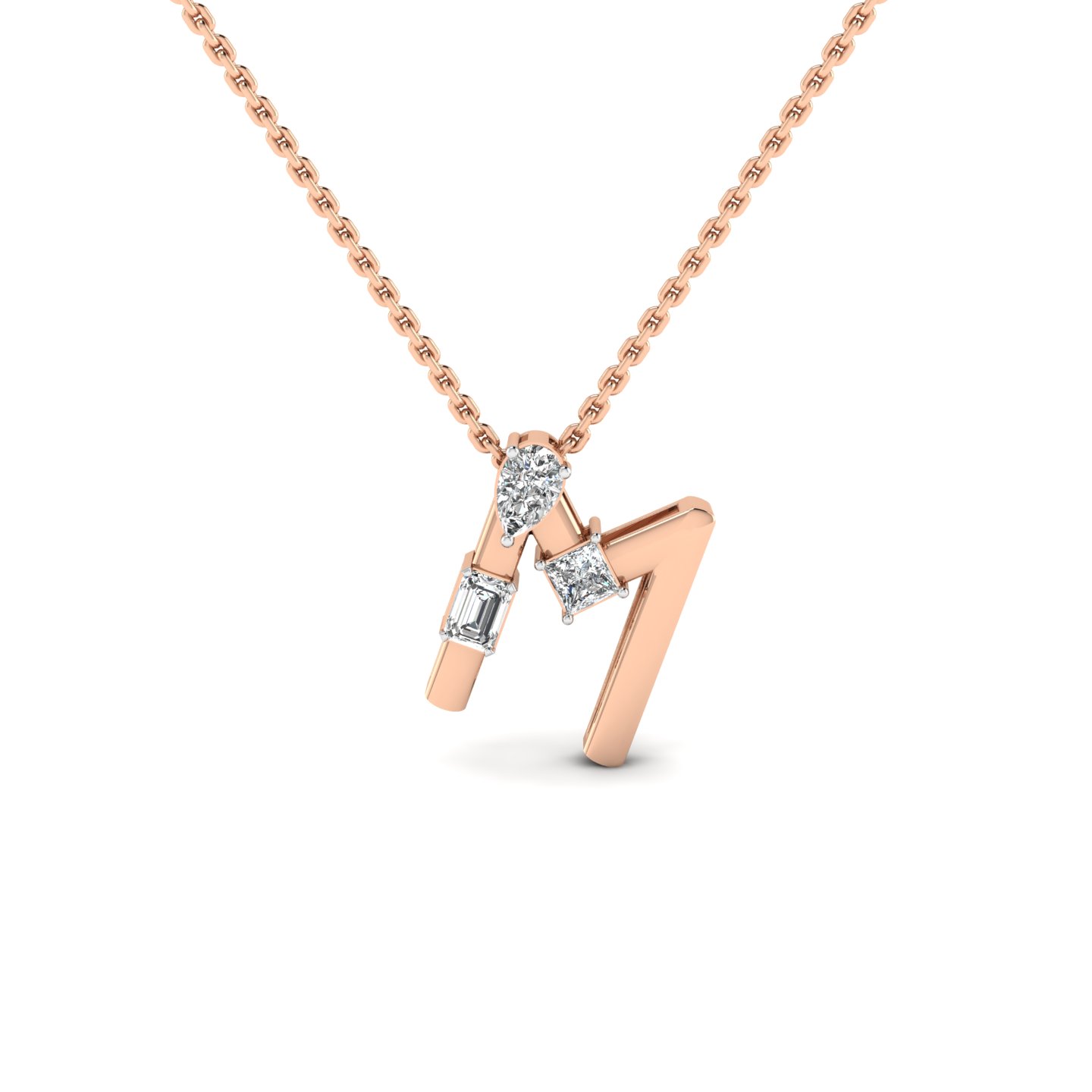Epitome Luxe Labs "M" Alphabet Diamond Pendant in 14kt Rose Gold