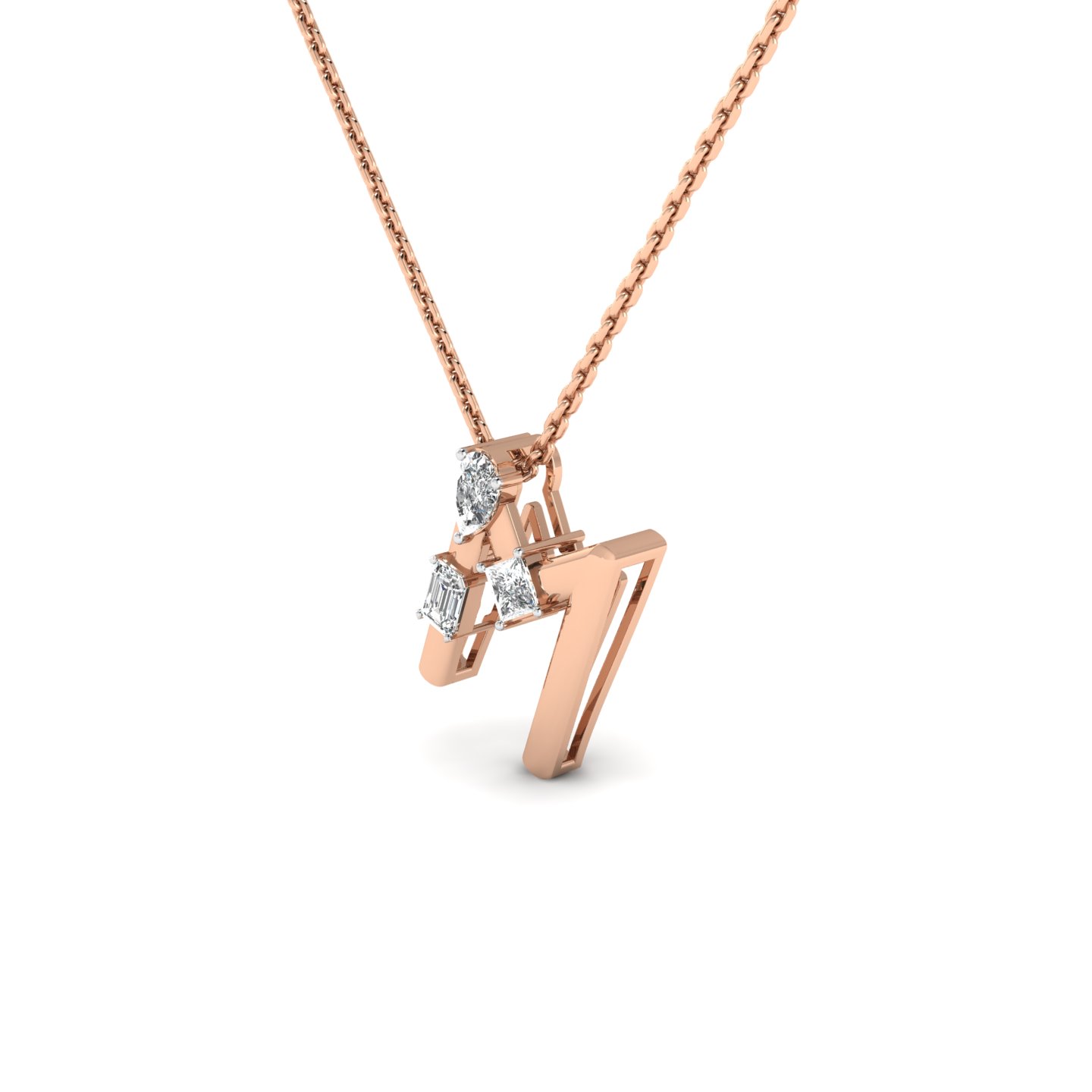 Epitome Luxe Labs "M" Alphabet Diamond Pendant in 14kt Rose Gold