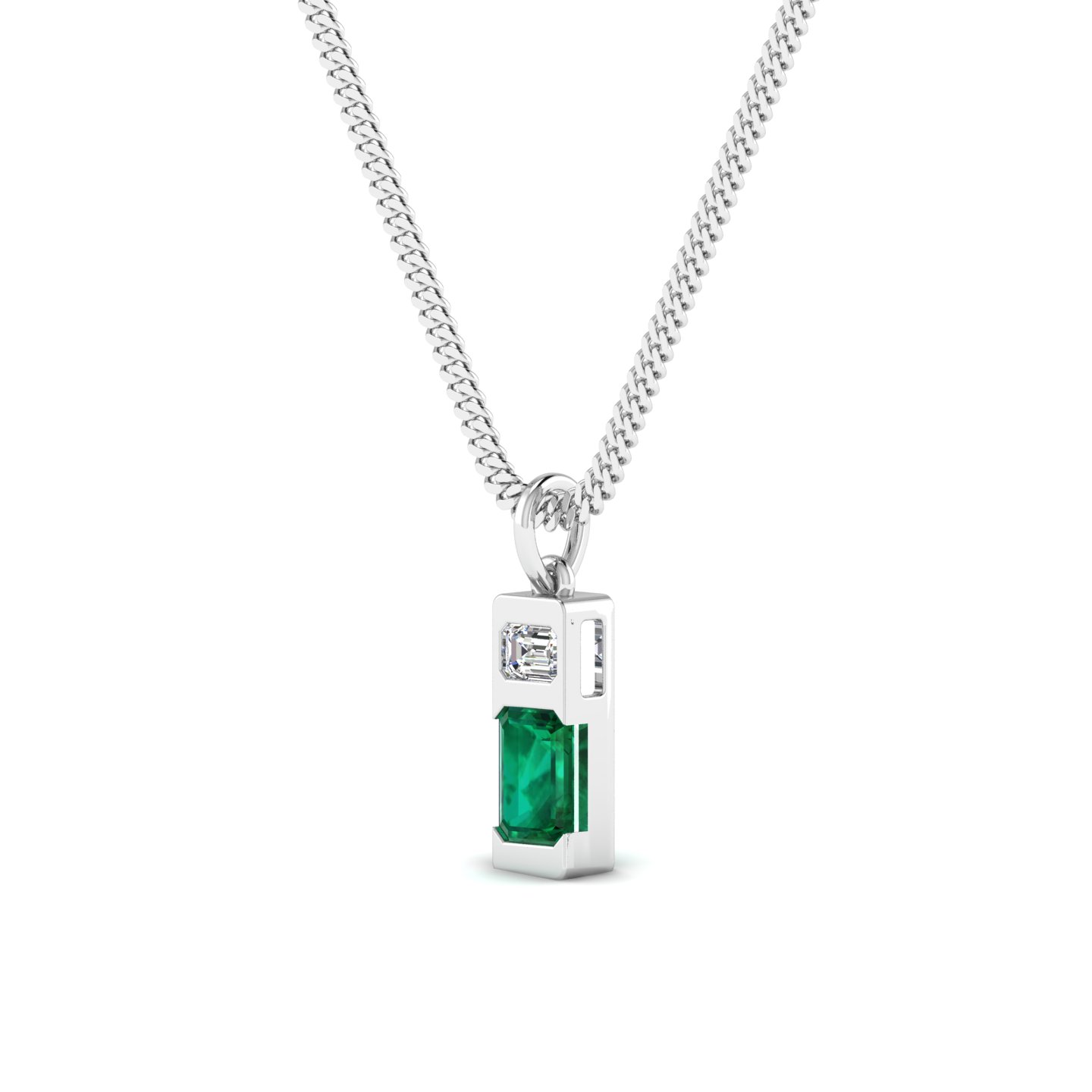 Epitome Luxe Labs Modernist Emerald Pendant in Platinum