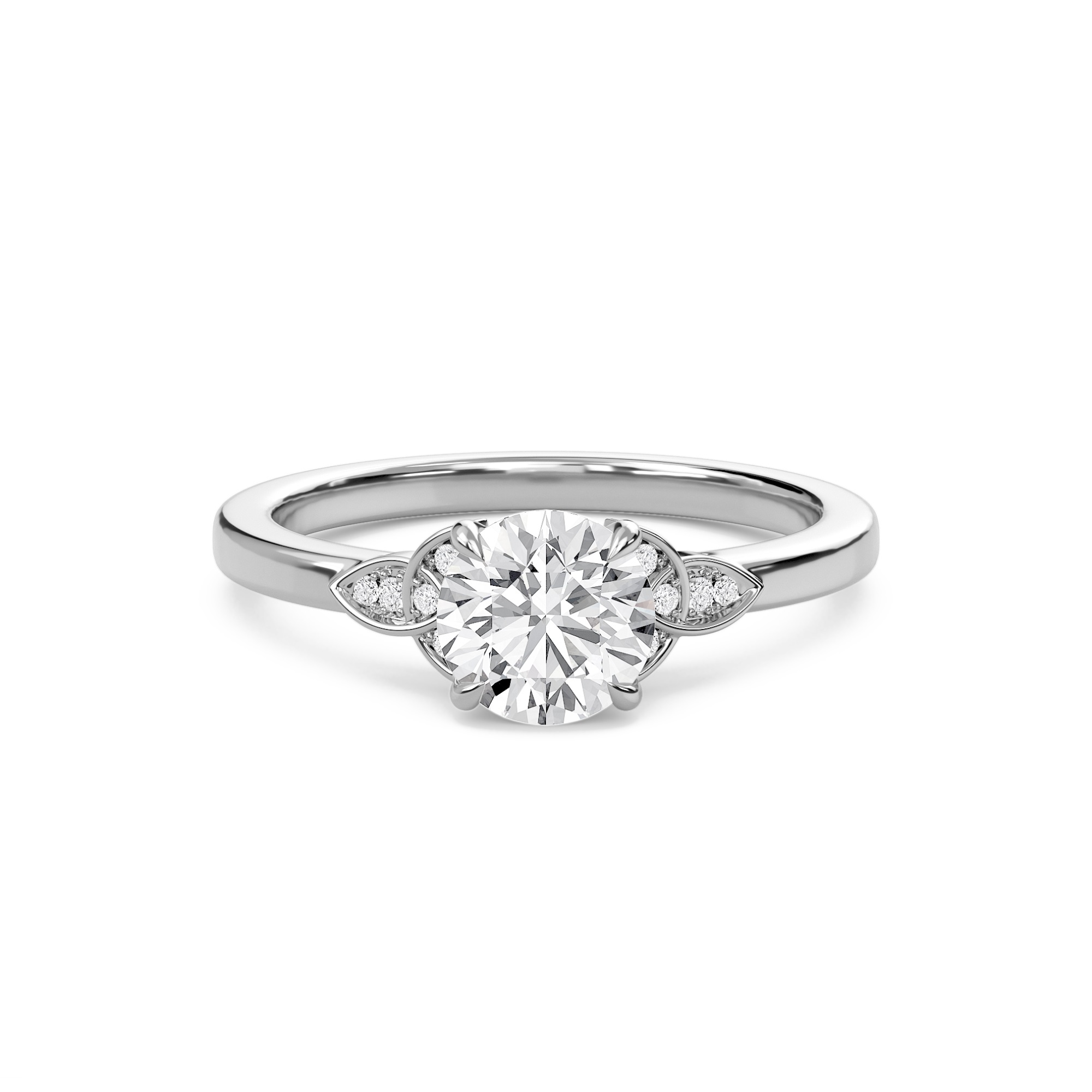 Epitome Luxe Labs Round Dazzling Cluster Engagement Ring in 18kt White Gold
