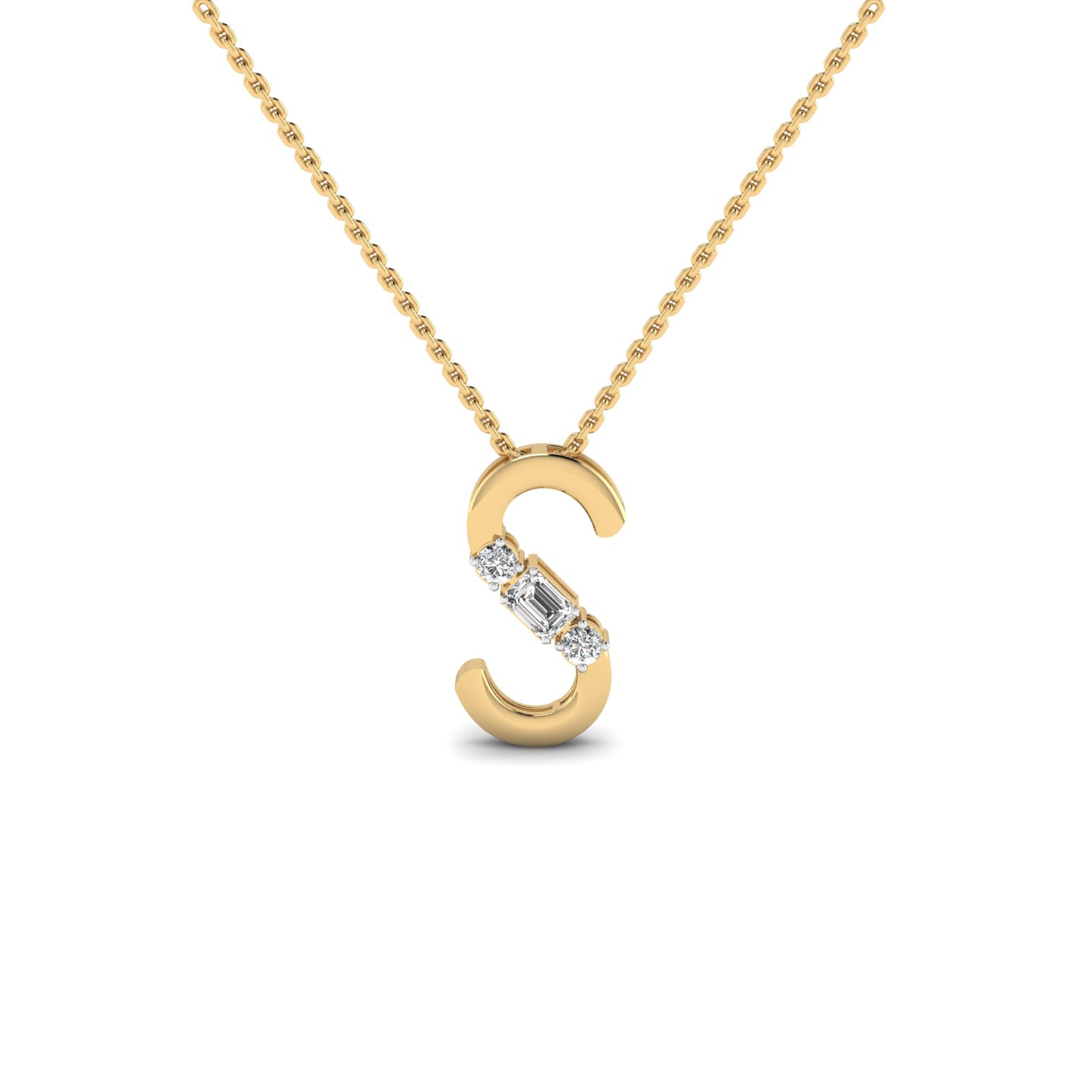 Epitome Luxe Labs "S" Alphabet pendant in 14kt Yellow Gold