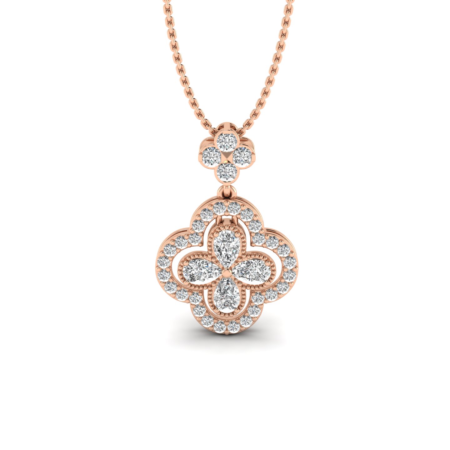 Epitome Luxe Labs Timeless Clover Diamond Pendant in 18kt Rose Gold
