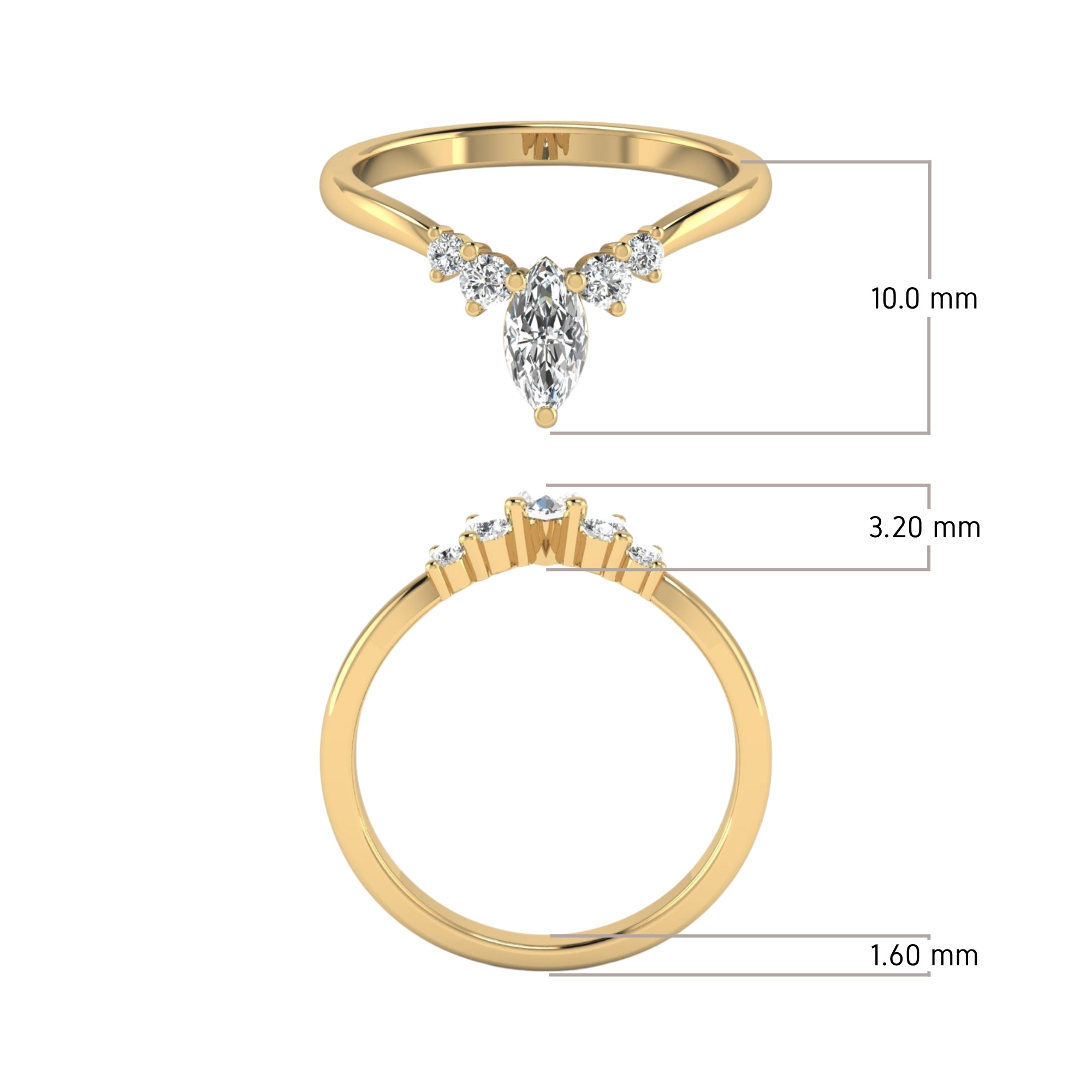 Marquise Crescent Band
