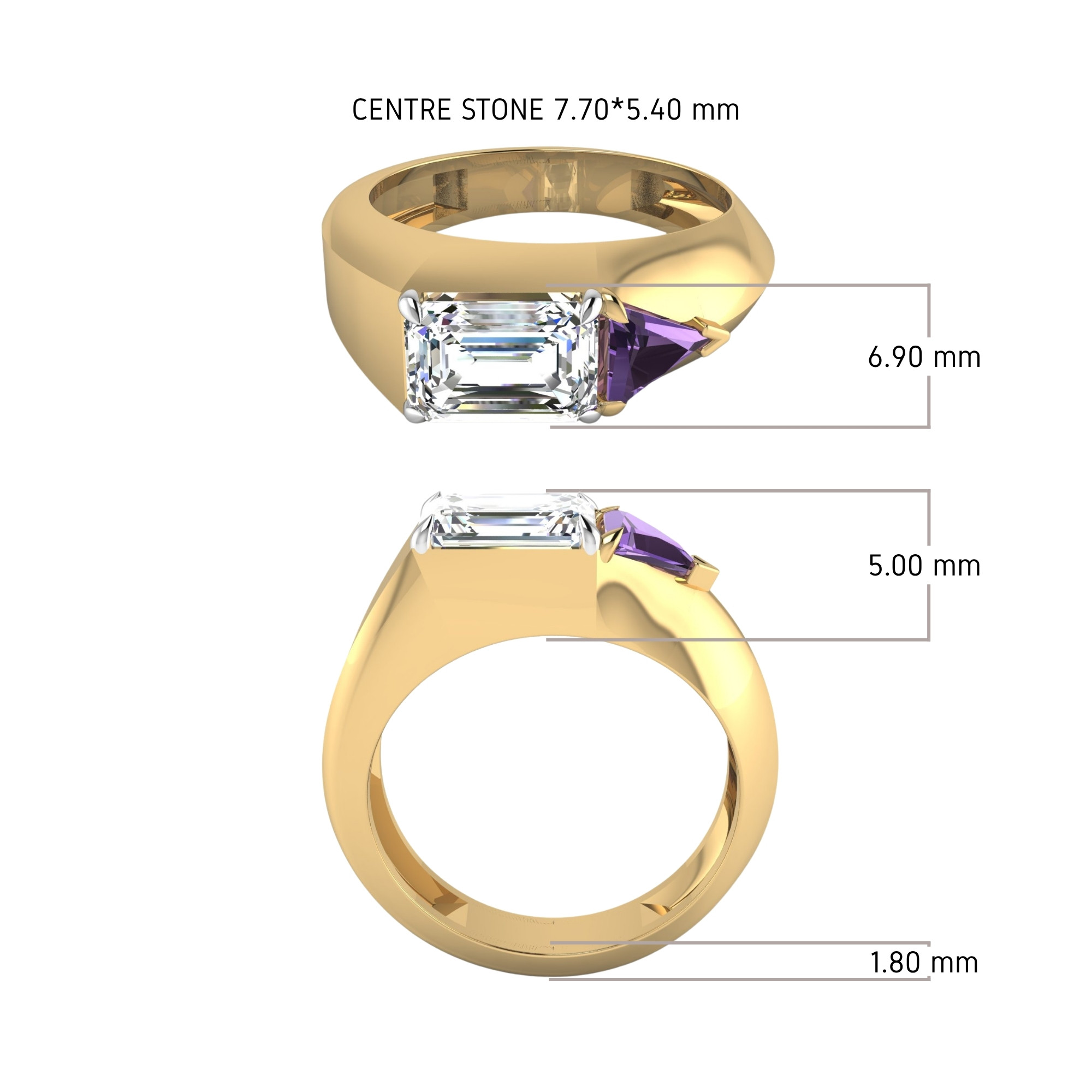 Emerald Trillion Elegant Ring
