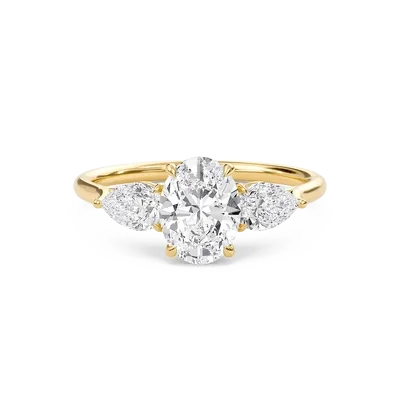 Fancy Oval & Pear Three Stone Ring