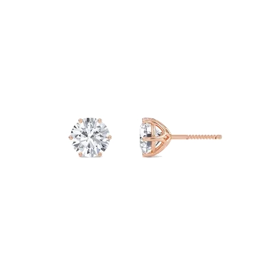 Round Six Prong Solitaire Earrings
