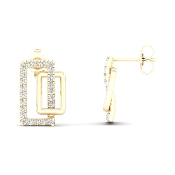 1/4 Cts. Double Rectangle Fashion Earring