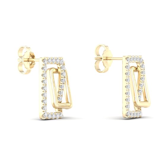 1/4 Cts. Double Rectangle Fashion Earring