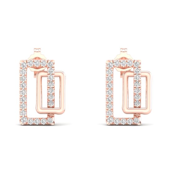 1/4 Cts. Double Rectangle Fashion Earring