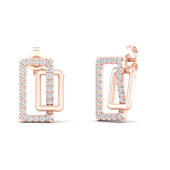 1/4 Cts. Double Rectangle Fashion Earring