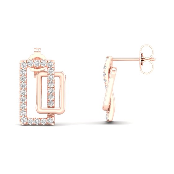 1/4 Cts. Double Rectangle Fashion Earring