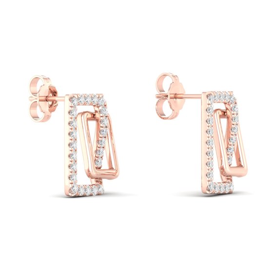 1/4 Cts. Double Rectangle Fashion Earring