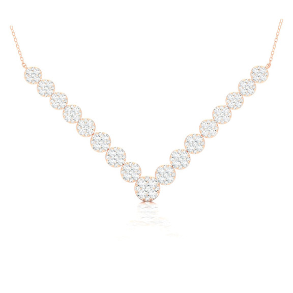3 Cts. Cheveron Cluster Demi Necklace