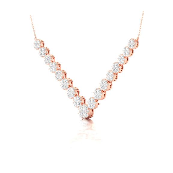 3 Cts. Cheveron Cluster Demi Necklace