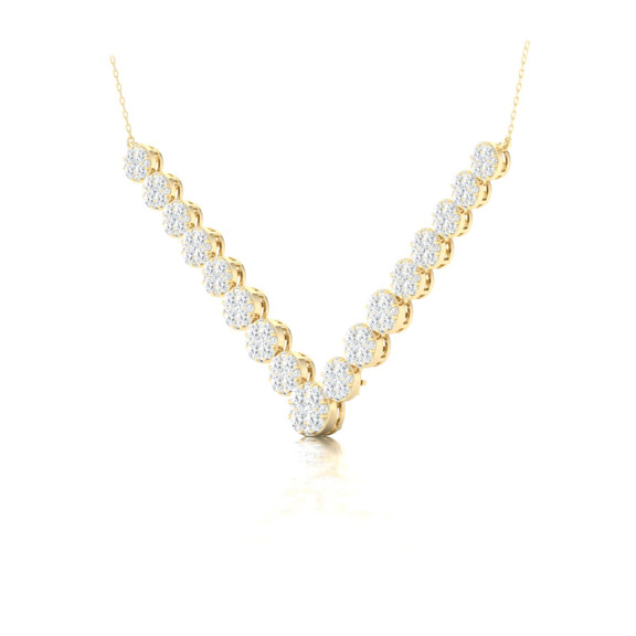 3 Cts. Cheveron Cluster Demi Necklace
