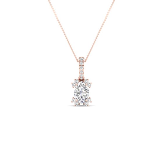 5/8 Cts. Oval Center Halo Pendant