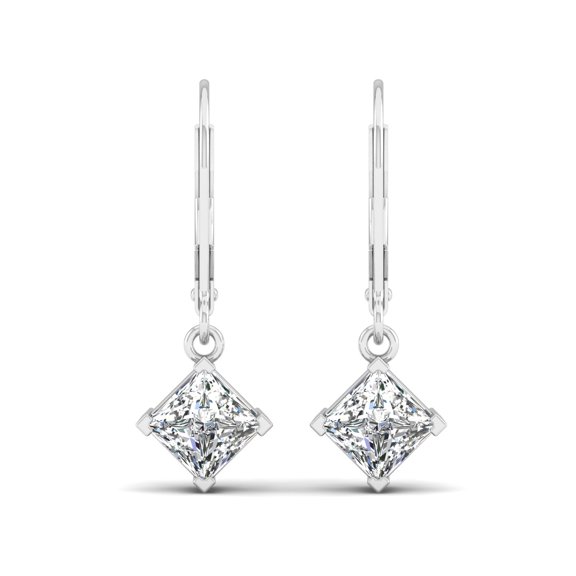 Princess Diamond Lever Back Earrings