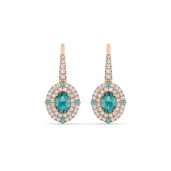 Aqua Halo Drop Earrings