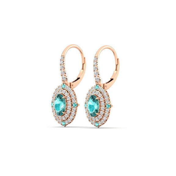 Aqua Halo Drop Earrings