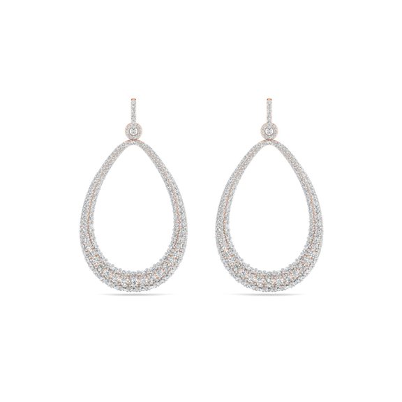 Diamond Pave Teardrop Drop Earrings
