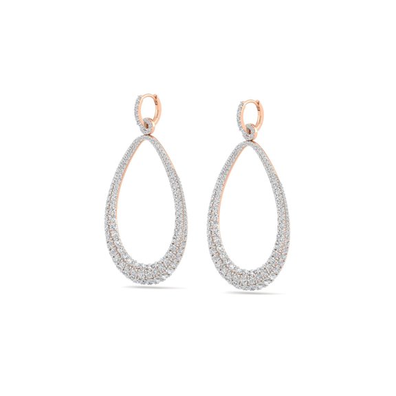 Diamond Pave Teardrop Drop Earrings