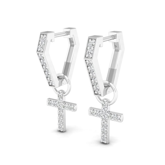 Cruciform Diamond Drop Hoops