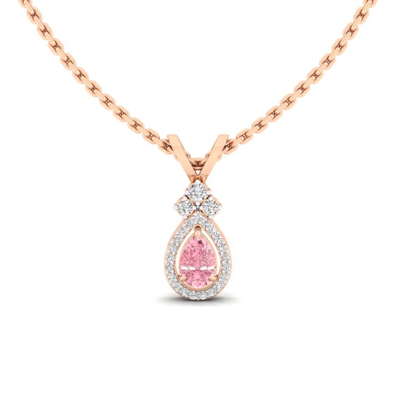 Blush Teardrop Halo Pendant