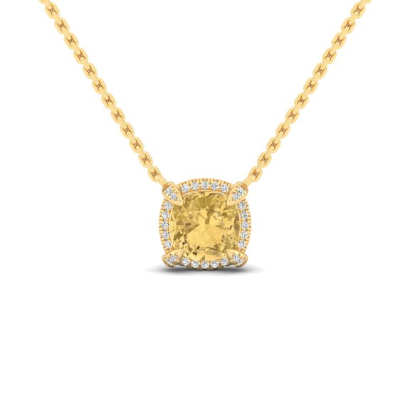 Yellow Topaz Halo Pendant